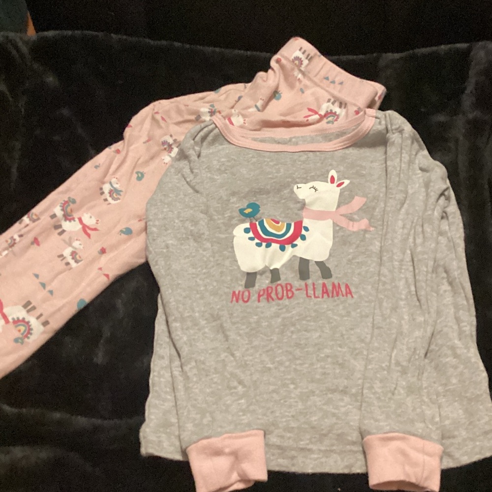 Carter's Pink and Gray Llama Pajama Set